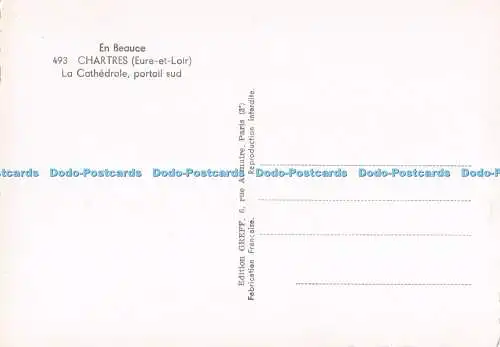 D288511 En Beauce. Chartres. Eure et Loir. La Cathedrale Portail Sud. Greff