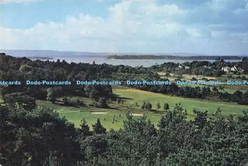 D291130 Bournemouth. Compton Acres. Blick auf den Hafen von Poole und Purbeck Hills. J.
