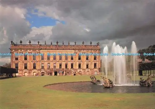 D289427 Derbyshire. Chatsworth. Südfront und Seepferdchenbrunnen
