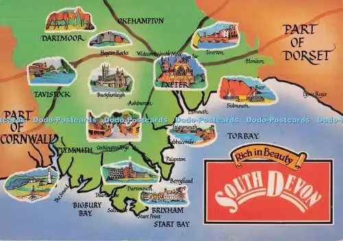 D296550 Reich an Schönheit South Devon. Teil von Cornwall. Die Karte. J. Arthur Dixon