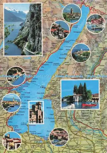 D293767 Lago di Garda. Karte. A. Preda. Milano. Farbdruck. Multi View
