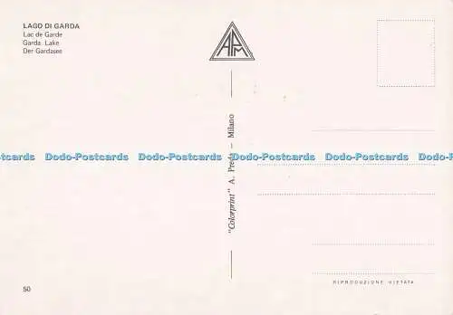 D293767 Lago di Garda. Karte. A. Preda. Milano. Farbdruck. Multi View