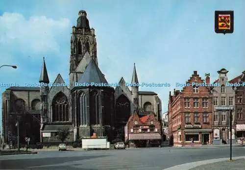 D296674 Oudenaarde. Gotische Kirche St. Walburga. Marktplatz. J.V.d.B. Postalisch