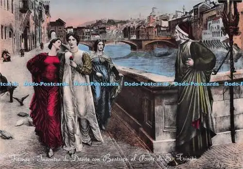 D289901 Firenze. Dante trifft Beatrice nahe der Brücke von S. Trinita. Innocenti