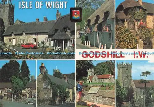 D293826 I. W. Isle of Wight. Godshill. Alte Hütten und Kirche. W. J. Nigh. Mult