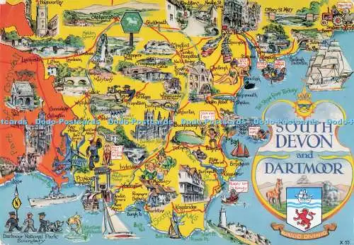 D293928 South Devon und Dartmoor. Karte. Colin Richardson Drucker. Brighouse. Yor