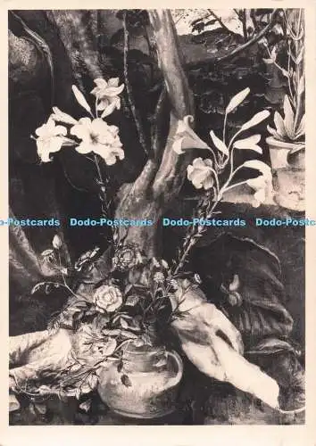 D291846 Blumen in der Vase. Grunewald Madonna. Postkarte