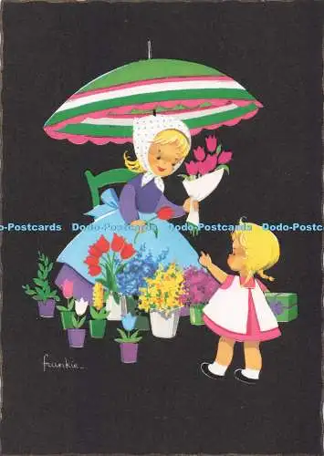 D290216 Mädchen mit Blumen. Krüger. Frankie