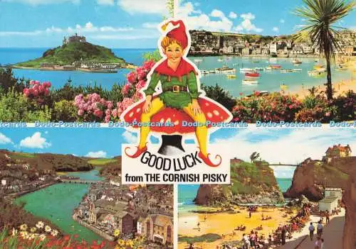 D291942 Viel Glück vom Cornish Pisky. St. Ives. John Hinde. Multi View