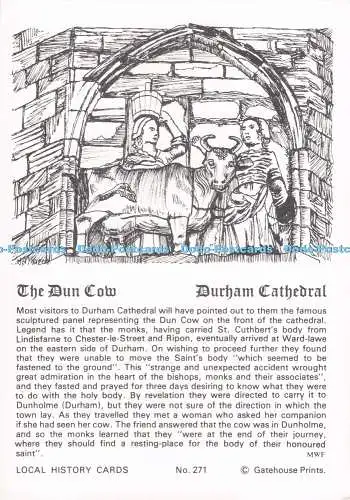 D291953 Durham Cathedral. Die Dun Cow. Torhausdrucke. Heimatkarten