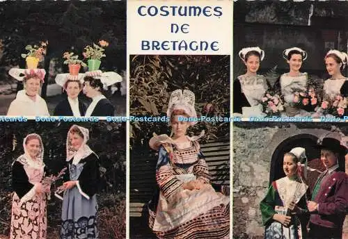 D290242 Costumes de Bretagne. Jeunes Filles en Costume de Plestin Baud. Plougast