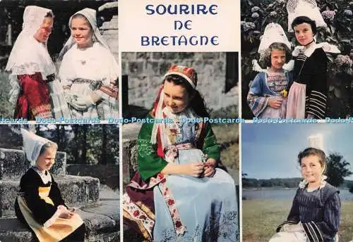 D290252 Sourire de Bretagne. Filettes en Costume de Quimper. Jos. Iris. Multi V