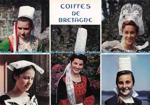 D290253 Coiffes de Bretagne. Jeunes Filles en Costume de Lorient Quimper. Fouesn