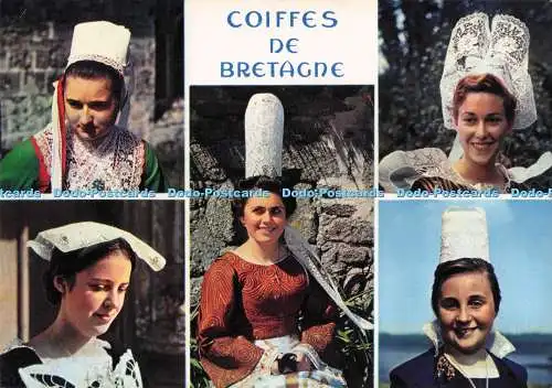 D290272 Coiffes de Bretagne. Jeunes Filles en Costume de la Region de Plougastel
