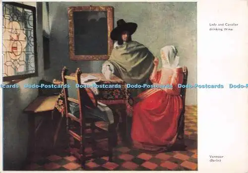 D292000 Lady and Cavalier Trinkwein. Vermeer. The Medici Society