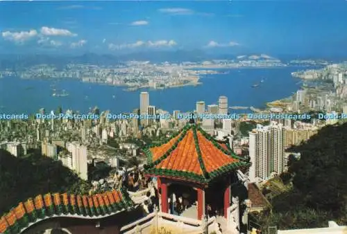 D292007 Panoramablick auf die Halbinsel Kowloon und Hong Kong Island. Überblickend F