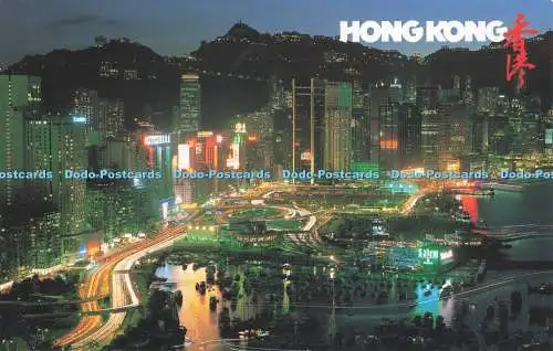 D290302 Hongkong. Nachtsicht. Bezirke Causeway Bay und Wan Chai