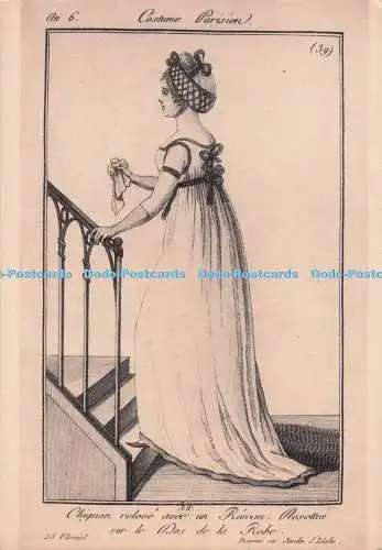 D292074 Kostüm Parisien. Kostüme Gravuren. Album de la Mesangere. L-Enzykloped