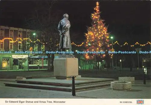 D294359 Worcester. Sir Edwards Elgar Statue und Weihnachtsbaum. E. T. W. Dennis. Narbe