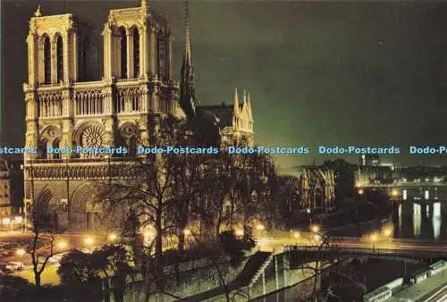 D290485 Paris. La Nuit. Kathedrale Notre Dame beleuchtet. Lyna