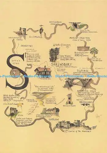 D294435 Shrewsbury. Karte. E. T. W. Dennis. Scarborough. P.V. Designs