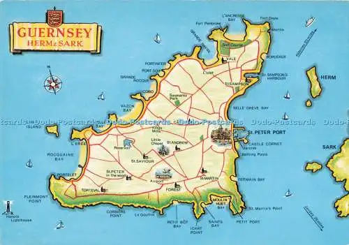 D294468 Guernsey. Herm und Sark. Karte. A gp Publikationen. E. T. W. Dennis. G. K.