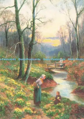 D294738 Primeln am Strom pflücken. Bridgeman Art Library. Ernest Walbourn.