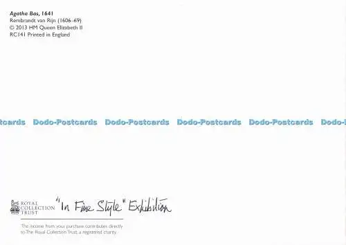 D292584 Agatha Bas. Rembrandt Van Rijn. Royal Collection Trust. In Fine Style Ex