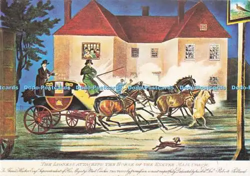 D294839 Löwin greift Pferd der Exeter Postkutsche vor dem Fasan in