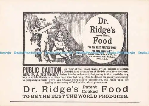D295081 Dr. Ridge Patent gekochtes Essen. Öffentliche Achtung. Mr. P. J. Rumney. D. und R