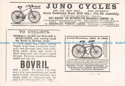 D295128 Juno Cycles. Goldmedaillen. Bovril. D. und R. Alte Werbeserien. Die