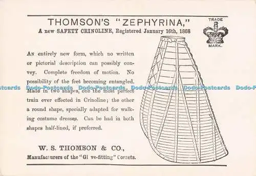 D295530 Thomson Zephyrina. Eine neue Sicherheits-Krinoline. W. S Thomson. D. und R. Old A