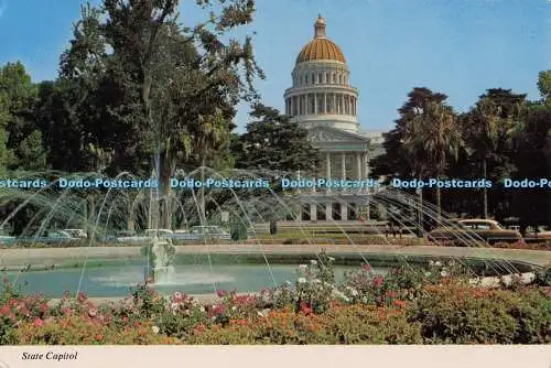 D298090 California. Sacramento. Landeshauptstadt und Brunnen. Fritz Vibe Postkarte