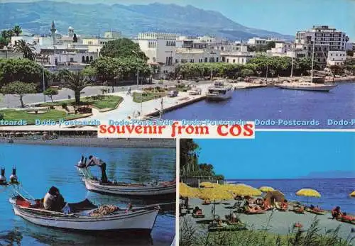 D298337 Souvenir von Cos. Blick auf den Strand. Boote. Stadt. Sotiris Toumbis. Mult