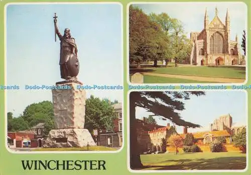 D298497 Winchester. Hampshire. König Alfred Statue. Westfront der Kathedrale. J. A