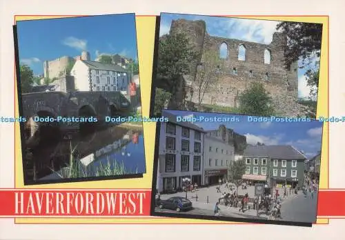 D298656 Haverfordwest. Pembrokeshire. Die alte Brücke. Schlossplatz. Das Schloss.