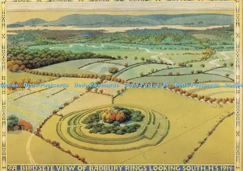 D298710 Wimborne. Dorset. Kingston Spitzen-Nachlass. Badbury Ringe.Aquarell von 191