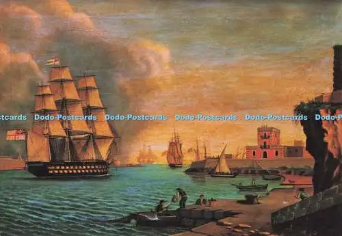 D298799 Pintura Anonima del S. XVIII. Barcos Ingleses en el Puerto de Mahon. Vil