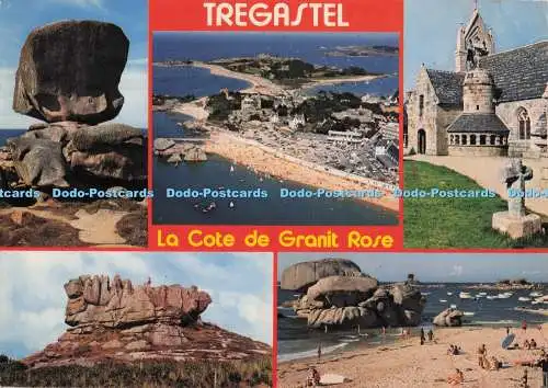 D298801 Tregastel. La Cote de Granit Rose. Le De. la Plage du Coz Pors. l eglise