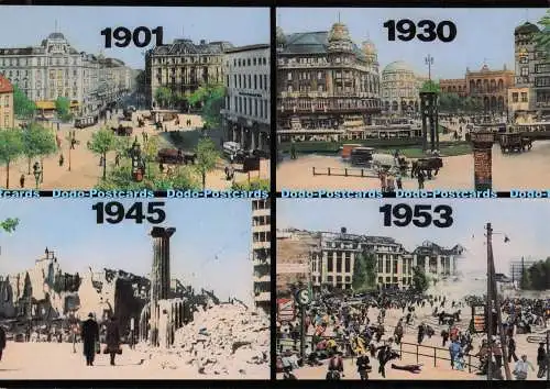 D298837 Berlin. Schautafel an der Mauer am Potsdamer Platz. Kunst und Bild. Mult