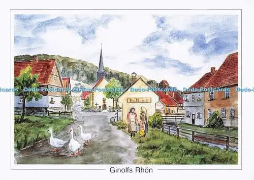 D298911 Ginolfs Rhon. Aquarell von Herbert Schneider. H. Schneider