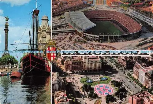 D299160 Barcelona. Carabela y Mto. einen Doppelpunkt. C. F. Pza. Cataluna. Vis Farbe. Mult