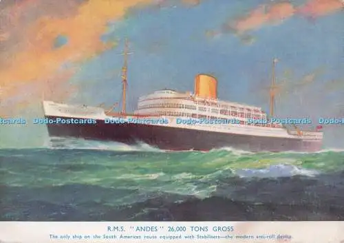 D296304 R.M.S. Andes. Das einzige Schiff auf der Südamerika-Route ausgestattet mit