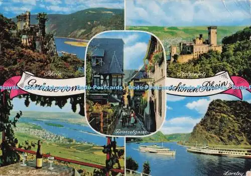 D299554 Grusse Vom Schonen Rhein. Drosselgasse. Hubert Knappe. Multi View. 1965