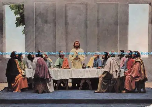 D299621 Offizielle Postkarte. Passionsspiele 1960 Oberammergau. Abendmahl. H. Wi