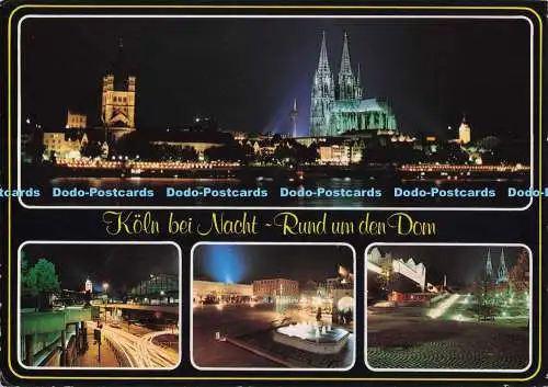 D300005 Köln bei Nacht Rund um Den Dom Herst u Verlag Schöning Gebr Schmidt Mult