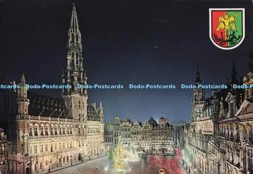 D300211 Brüssel Ein Teil des Marktplatzes bei Nacht Ern Nels Thill