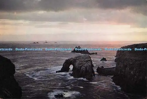 D300396 Lands End Cornwall Sonnenuntergang über England Granitbollwerke J Arthur Dixon N
