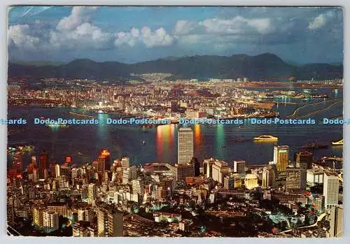 D303031 China Hongkong Nachtszene aus Peak National Co Postkarte