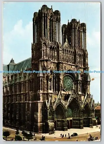 D306392 Marne Reims Facade de la Cathedrale Place Cardinal Lucon Offset Color Ad